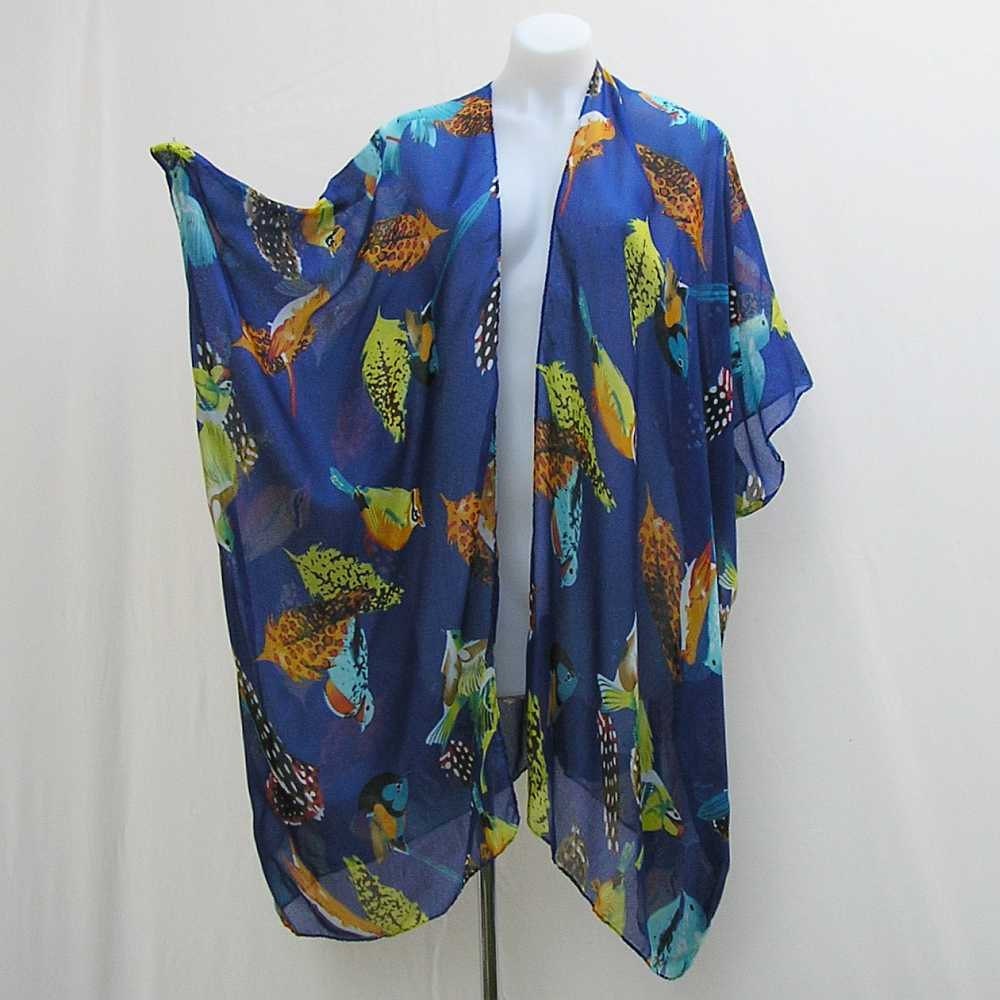Blue Kimono boho kimono plus size kimono blue bird by Rethreading