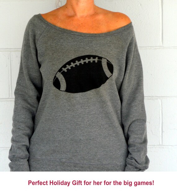 Items similar to Womens Off Shoulder Sweatshirt. Football Sweatshirt