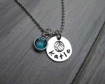 Volleyball Necklace Sterling Silver Water Polo Necklace Personalized Jewelry Hand Stamped Volleyball Gift Coach Gift Water Polo Gift