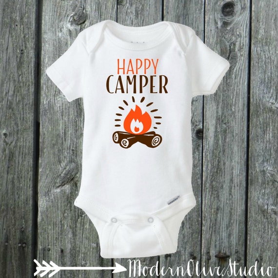 Happy Camper Campfire Onesie Camping by ModernOliveStudio
