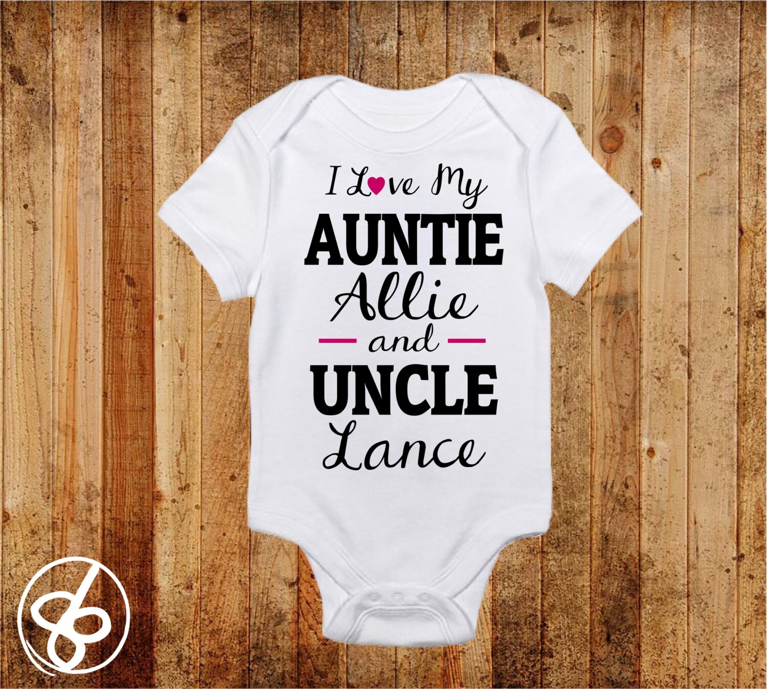 Custom I Love my Aunt and Uncle Baby Onesie Personalized