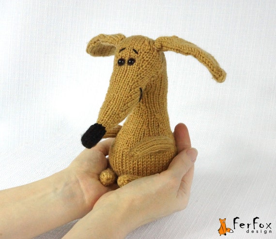 Knitted dog stuffed dog hand knit puppy amigurumi dog