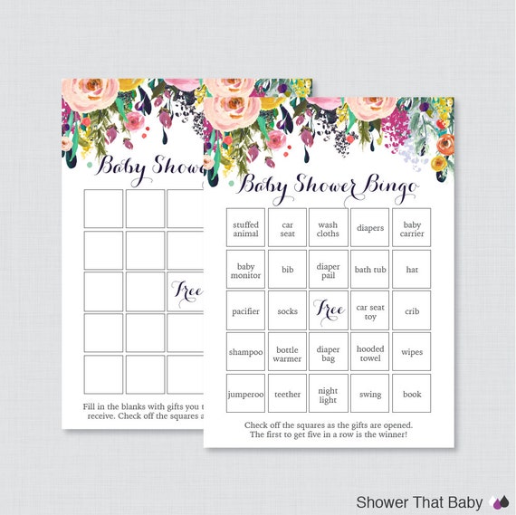 Floral Baby Shower Bingo Cards Printable Blank Bingo Cards Floral Baby Shower Bingo Cards Printable Blank Bingo Cards