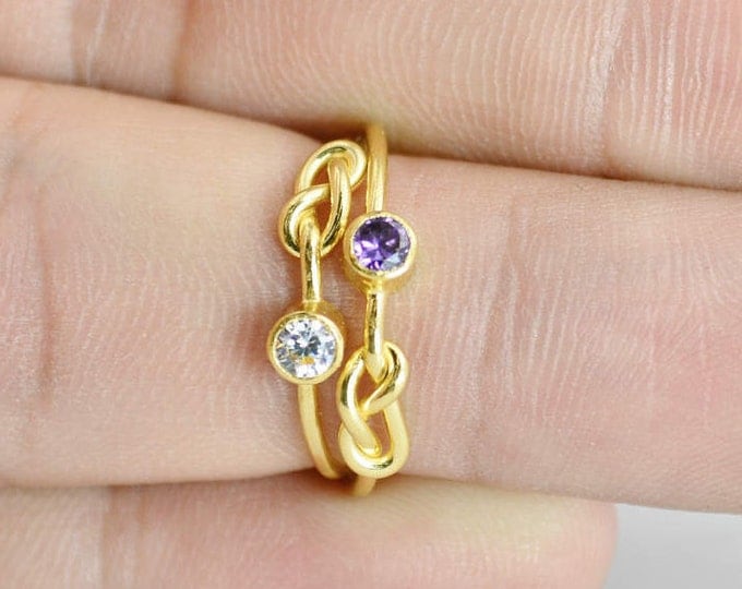 CZ Diamond Infinity Ring, Gold Filled Ring, Stackable Rings, Mother's Ring, April Birthstone Ring, Gold Infinity Ring, Gold Knot Ring