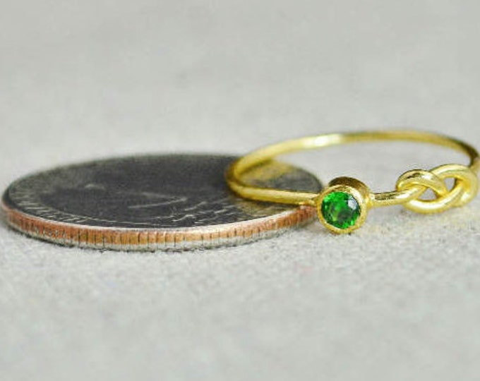 Emerald Infinity Ring, Gold Filled Ring, Stackable Rings, Mother's Ring, May Birthstone, Gold Infinity Ring, Gold Knot Ring