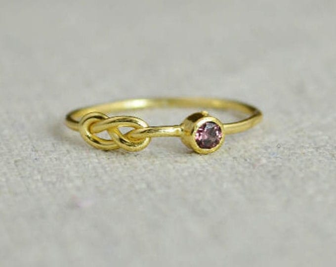 Alexandrite Infinity Ring, Gold Filled Ring, Stackable Rings, Mother's Ring, June Birthstone Ring, Gold Infinity Ring, Gold Knot Ring