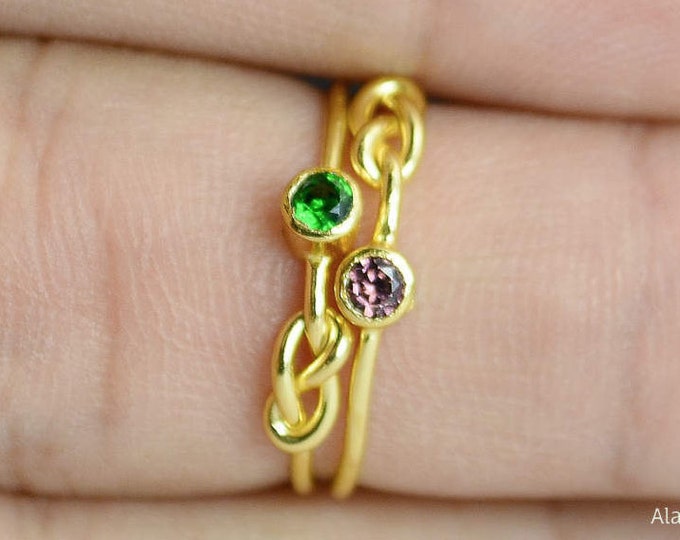 Alexandrite Infinity Ring, Gold Filled Ring, Stackable Rings, Mother's Ring, June Birthstone Ring, Gold Infinity Ring, Gold Knot Ring