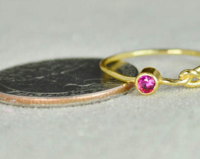 Ruby Infinity Ring, Gold Filled Ring, Stackable Rings, Mother's Ring, July Birthstone Ring, Gold Infinity Ring, Gold Knot Ring