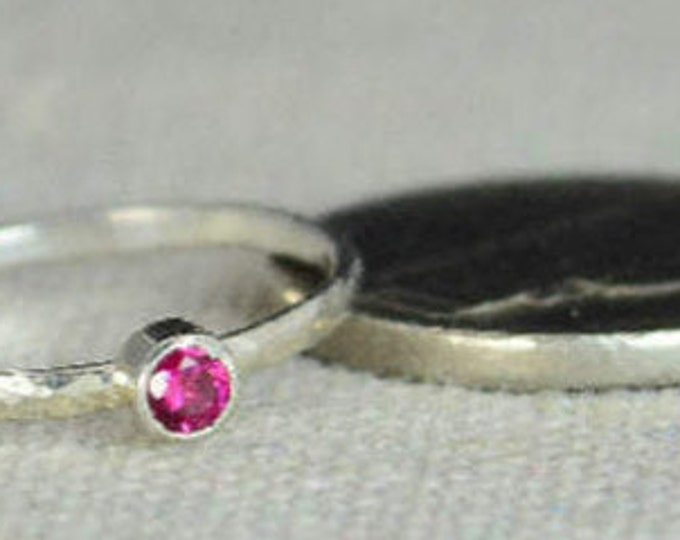 Classic Sterling Silver Ruby Ring, 3mm Silver solitaire, Solitaire, Silver jewelry, July Birthstone, Mothers RIng, Silver band