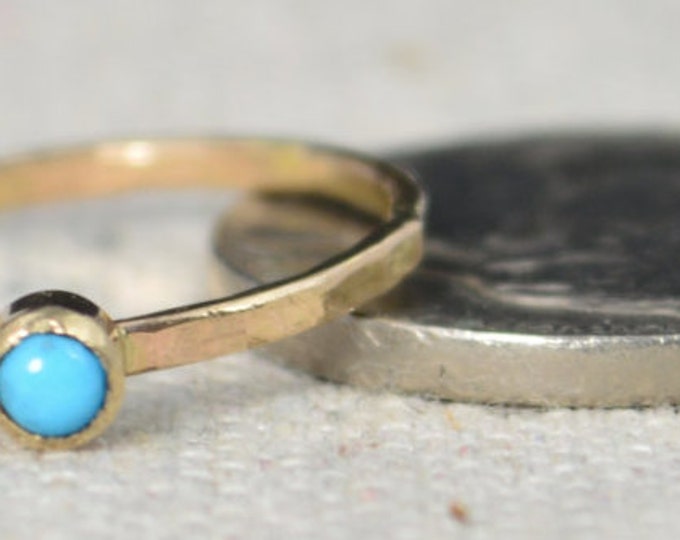 14k Gold Filled Turquoise Ring, 3mm gold solitaire, solitaire ring, 14k Gold, December Birthstone, Mothers RIng, Gold Filled band, gold