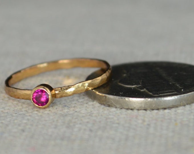 Classic Rose Gold Filled Ruby Ring, solitaire, solitaire ring, rose gold filled, July Birthstone, Mothers Ring, gold band, Pink Ring