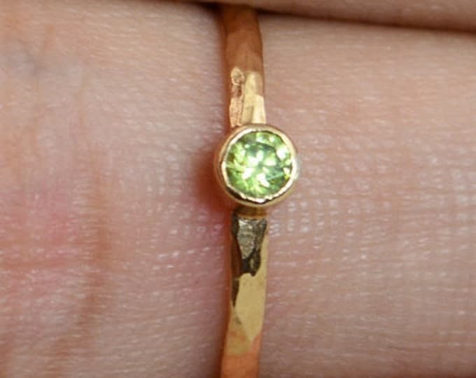 Classic Rose Gold Filled Peridot Ring, solitaire, solitaire ring, rose gold filled, August Birthstone, Mothers Ring, gold band, Band