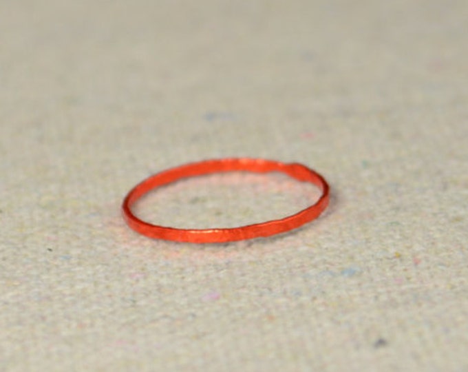 Super Thin Orange Silver Stackable Ring(s), Orange Ring, Stack Rings, Orange Stacking Rings, Orange Jewelry, Thin Orange Ring, Orange, Band