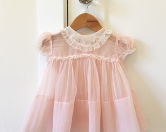 Items similar to vintage baby dress with apron 1960s 6 months girls ...