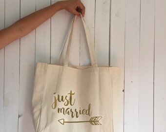 Wedding tote bag, just married tote bag, tribal honeymoon tote, bachelorette tote, bridal tote, bridesmaid tote, tribal wedding bag