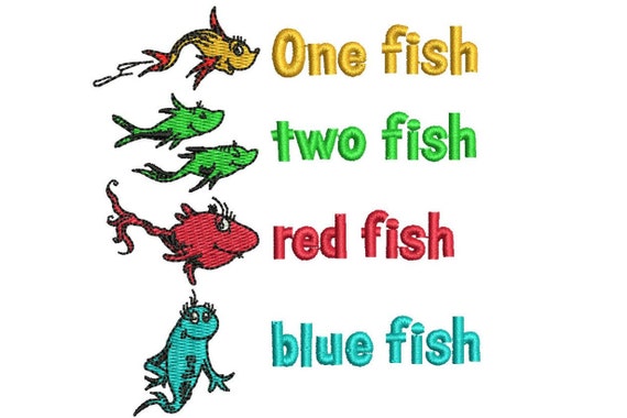 Dr. Seuss One Fish Two Fish Red Fish Blue by MountainEmbDesigns