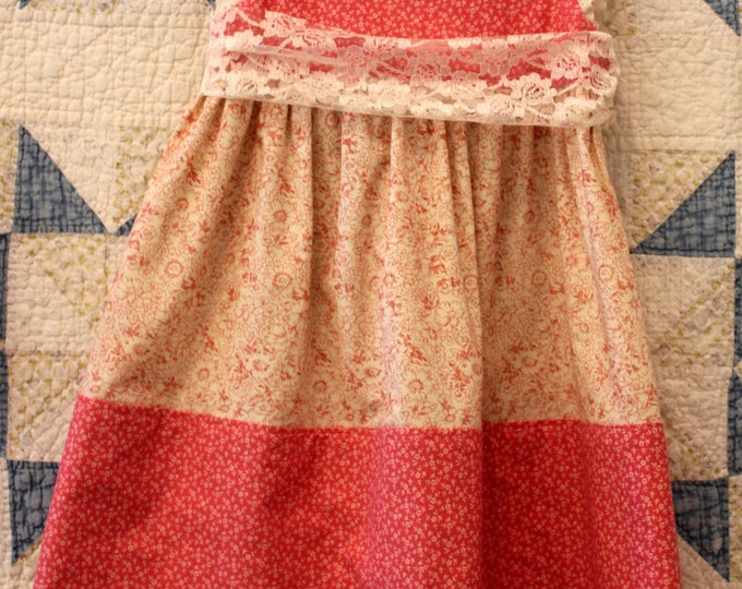 HALF PRICE ** Girls Size 2 Rose Pink Party Dress with Layered Full gathered skirt in Toile Prints. High waist. Panty and Pin included.
