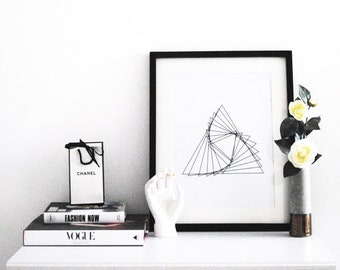 Scandinavian print, Minimalist abstract art, Monochrome print, Triangle art, Abstract, Black & white prints, Modern art, Home decor