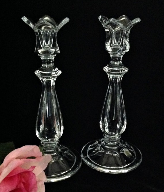 CLEARANCE 2 Lead Crystal GORHAM CANDLESTICK Holders Viscount
