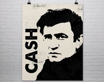 Johnny Cash Art Print, Johnny Cash Poster, Johnny Cash Print, Rock Poster, Country Music, Screen Print , Hatch Print Look