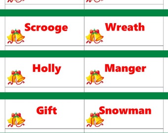 Printable Christmas Game Cards For Pictionary Or Charades Hangman 20 Questions INSTANT DOWNLOAD Printable Christmas Game Cards For Pictionary Or Charades Hangman 20 Questions INSTANT DOWNLOAD