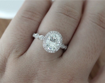 vintageunique wedding ring set 7x9mm oval cut moissanite engagement ring 14k solid white gold moissanite ring - Oval Wedding Ring vintageunique wedding ring set 7x9mm oval cut moissanite engagement ring 14k solid white gold moissanite ring - Oval Wedding Ring