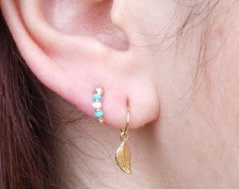 Set of 3 Small Gold Hoop Earrings for 2nd and 3rd ear piercings, Helix (top ear piercing) or nose, Gold Hoops, Gold Earrings