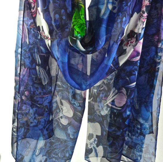 royal blue chiffon shawl