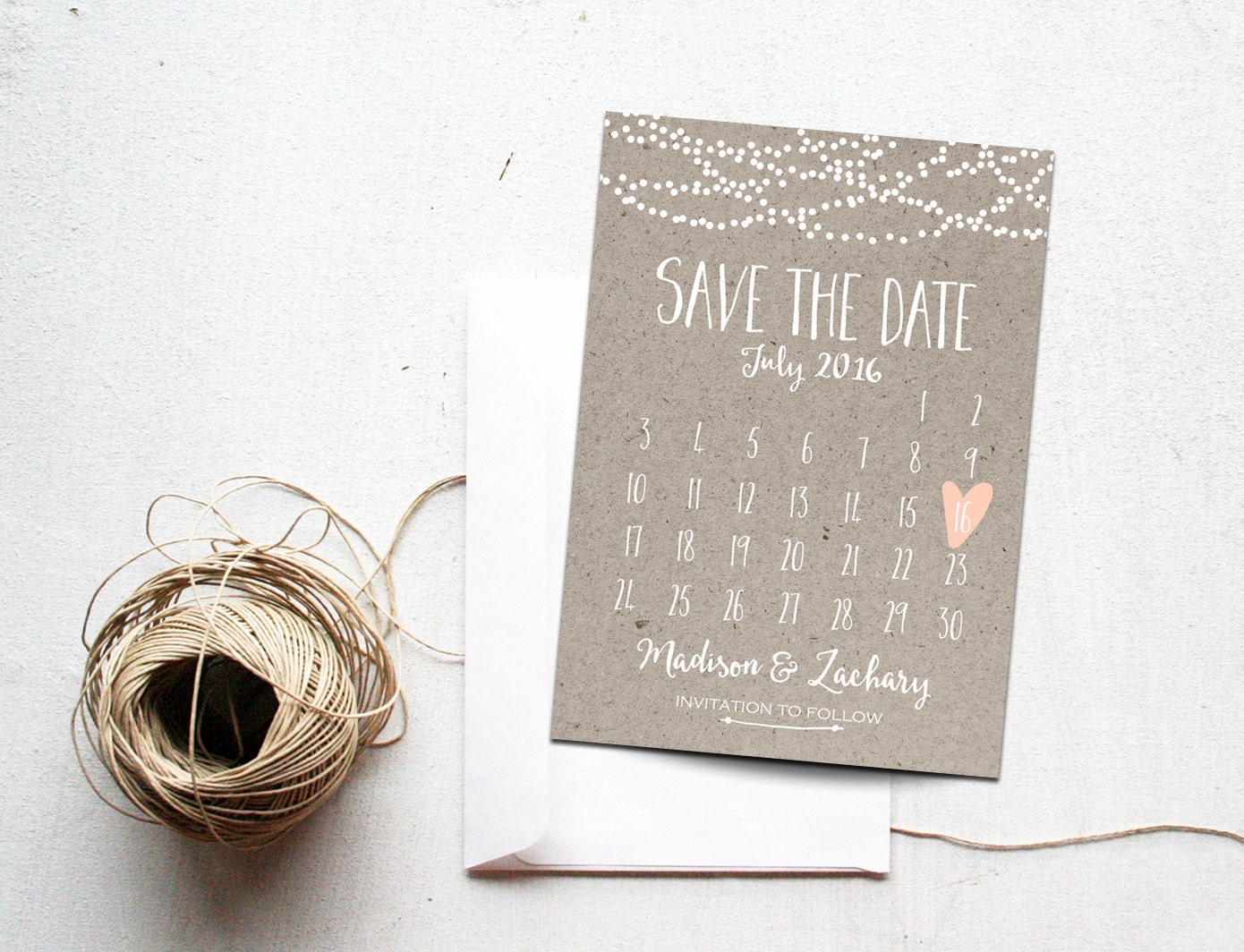 Save the Date Card Calendar Printable Simple Wedding