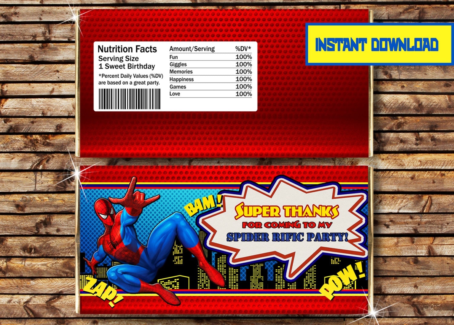 Spiderman Candy Bar Wrappers-Spiderman Candy by OKinvitations