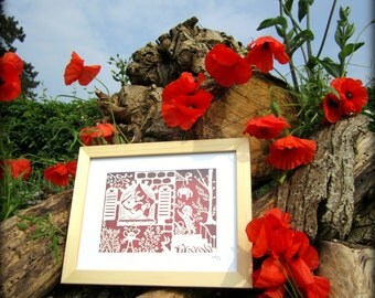 Le Petit Chaperon Rouge, Papier Deoupage, papier découpé, Little Red Riding Hood, Papercutting, Original Art,