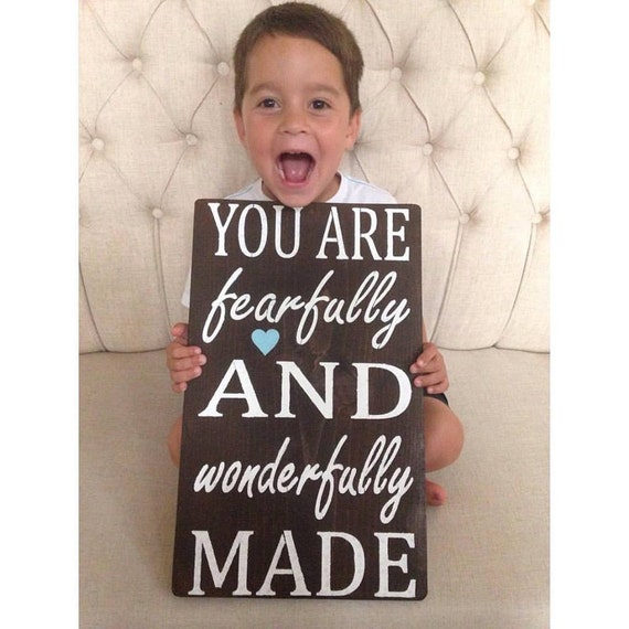 You Are Fearfully And Wonderfully Made,Sign,Scripture Art,Sign,Wooden Sign,Rustic Sign,Wall Decor,Home Decor,Christian Home Decor,Childrens