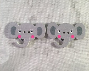 Elephant Buttons - Set of 2-Elephant Buttons - Wooden Buttons - DIY Crafts, Hairbows, Scrapbooking and More!