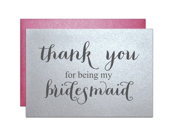 thank you for for being my bridesmaid wedding note card