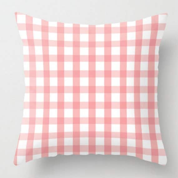 Pink Plaid Pillow and Insert Decorative Pillow Throw Pillow