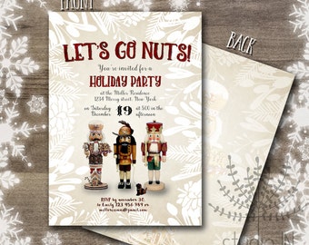 Printable Christmas Invitations, Christmas party Invitations diy, Nutcracker Invitation, Xmas party invite, Let’s go nuts