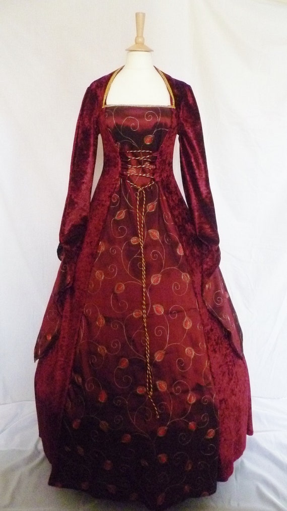 medieval dress pagan gown goth costume velvet Fantasy