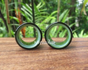 Black & Jade 2 Tone Tunnels Glass 6g 4g 2g 0G 00g 7/16" 1/2" 9/16" 5/8" 4 mm 5 mm 6 mm 8 mm 9.5 mm 10 mm 12 mm up to 1" Inch (25.4 mm)
