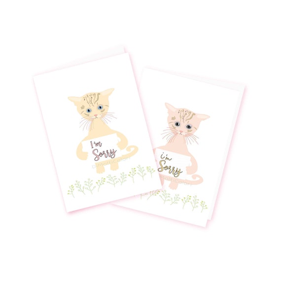 Printable I'm Sorry Card Apology Card Cute Cat by ...