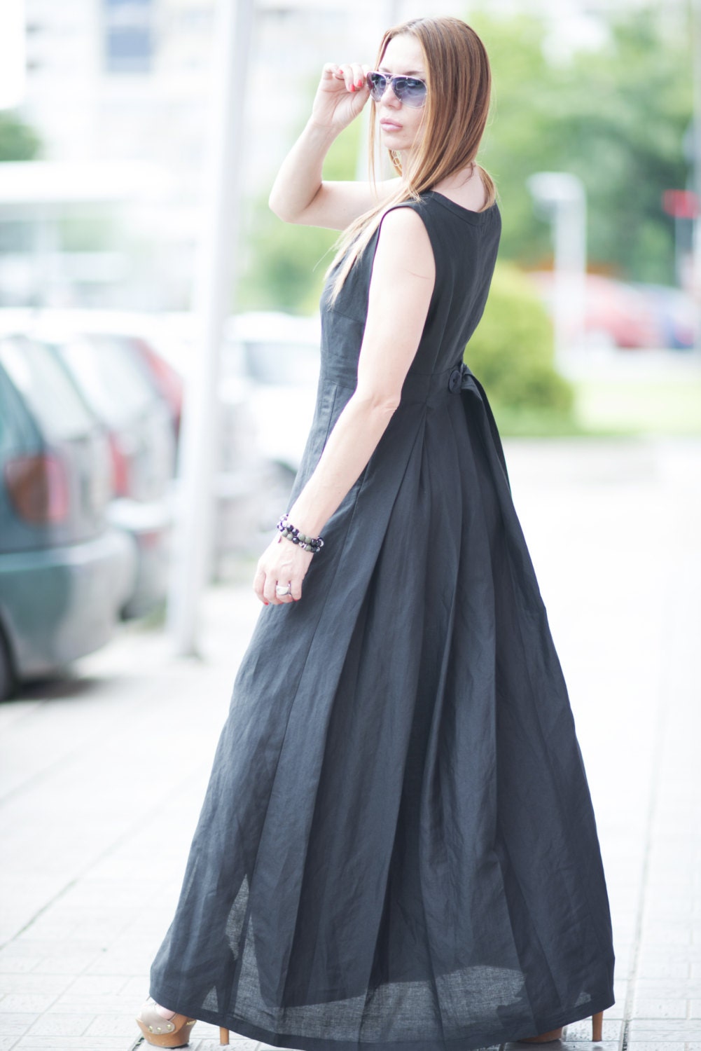 Black Linen Summer Dress