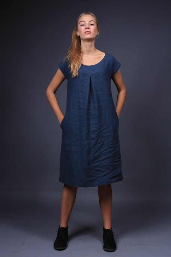 Linen dress. Simple Casual organic linen clothing. by LinenCloud