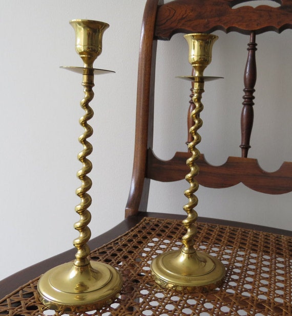 Elegant Spiral Solid Brass Candlestick Holders by Cabination