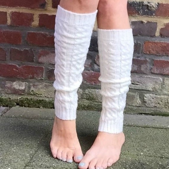 White leg warmers Slouchy socks Slouchy boot socks Knitted