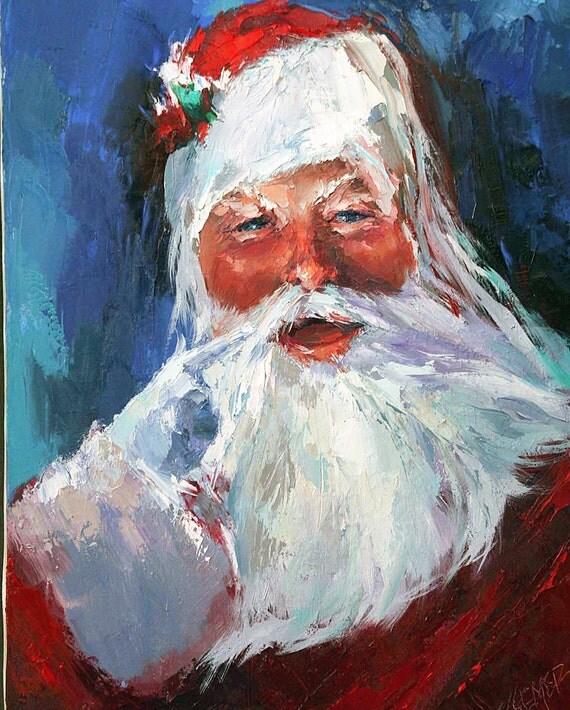 Santa Claus Painting Santa Claus Print Holiday Print