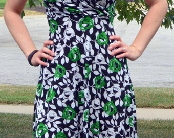 Wrap dress PDF sewing patterns|Womens jersey wrap dress pattern for sewing|Women's apparel sewing pattern|Adult dress PDF pattern for sewing