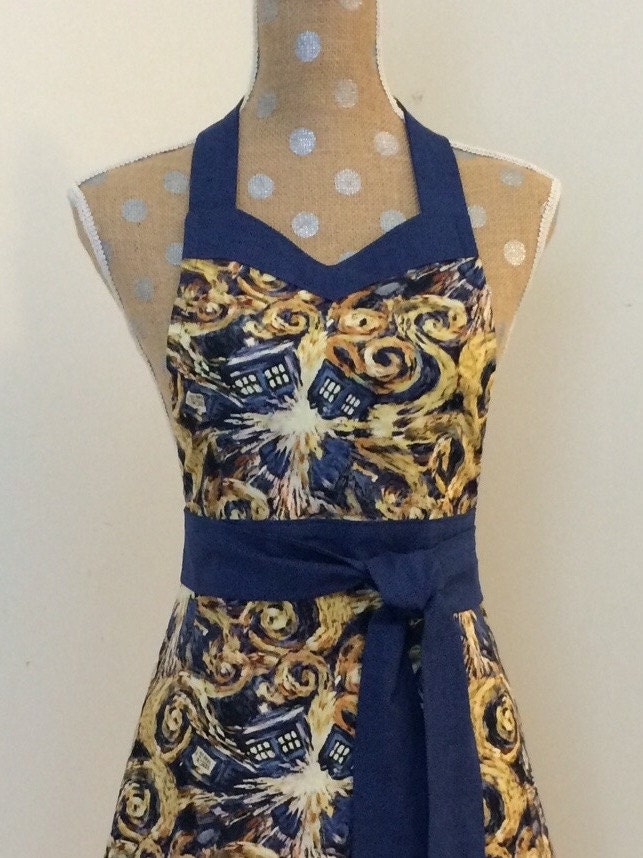 Doctor Who Apron Exploding TARDIS Navy Blue By SewHomemadebyAnna