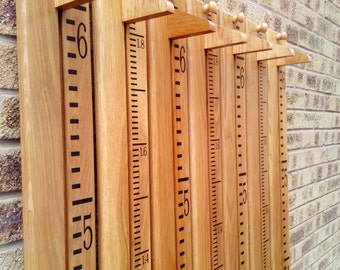 Handmade Wooden Growth Chart / Height Chart in Solid Oak, Ideal Christening Gift
