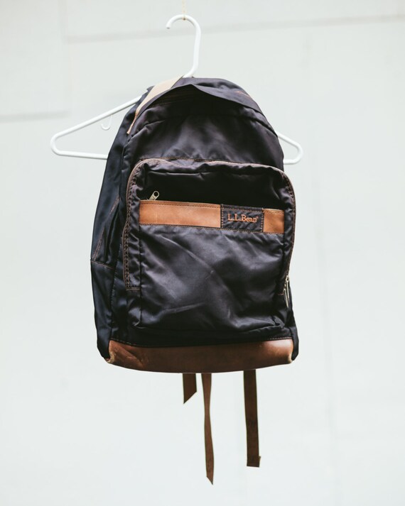 Vintage LL Bean Brown Backpack w/ Leather Bottom