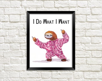 Sloth Printable, Funny Wall Art, Sloth Wall Art, Sloth Wall Print, Animal Wall Art, Printable Art, Wall Art Printable, Sloth, Sloth Print