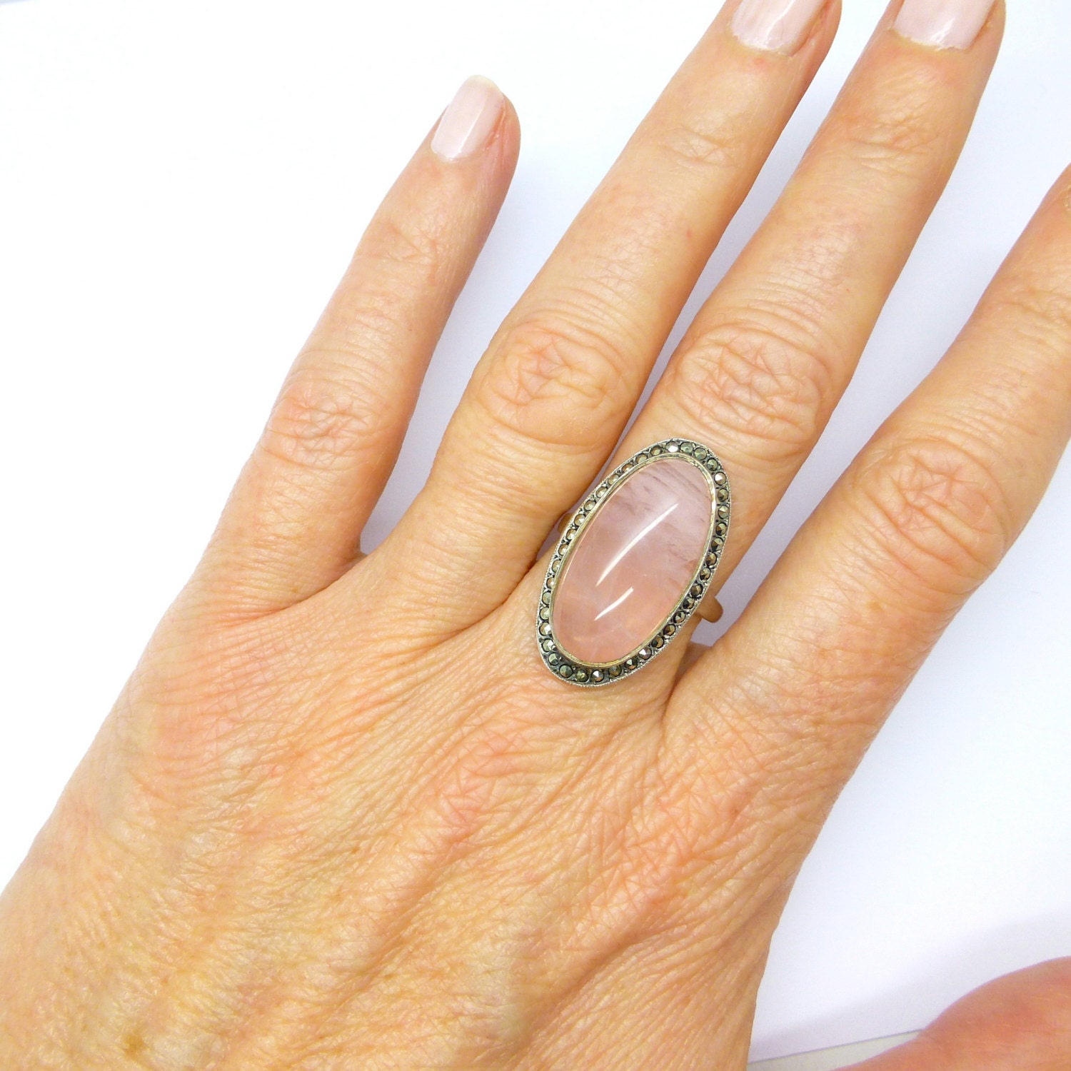 mens rose quartz ring